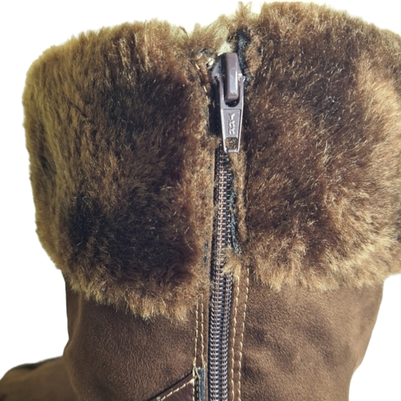 Canyon River Blues Suede Fur Lined Knee High Winter Women's Brown Boots 8 1/2 - Picture 14 of 16